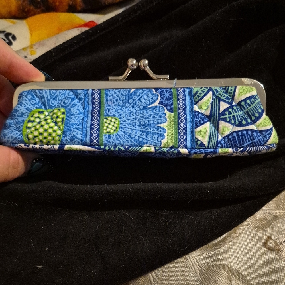 Vera Bradley Blue and Green Cosmetic Bag with Artistic Patterns